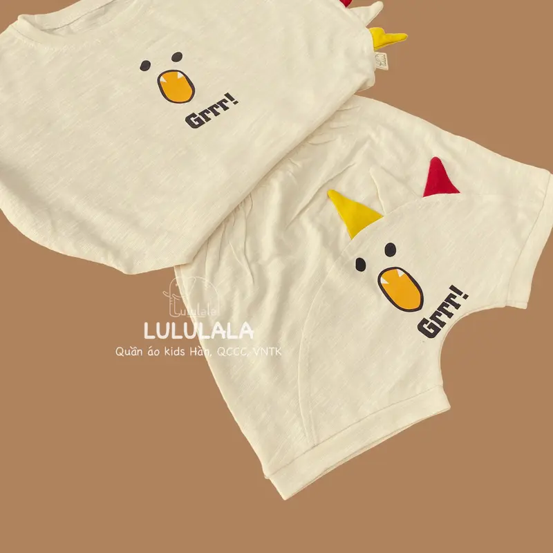 Bộ quần áo mùa hè cho bé trai, bé gái 7-15kg phong cách Hàn Quốc, in hình Grrrr dễ thương bococtay  chobe 2