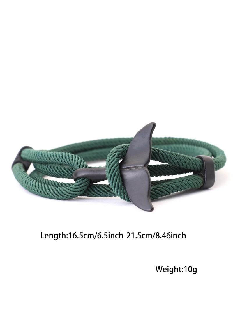 Product Introduction of Unisex Simple Style Plain Color Whale Tail Design Braided Layered Bracelet, Casual Trendy Adjustable Bracelet, Fashionable Accessories for Daily & Party Decoration 6
