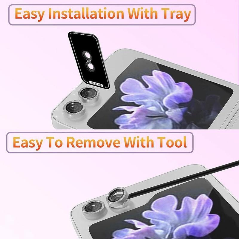 Fashionable Phone Lens Protector, 1 Count Glitter Phone Lens Protective Film, Phone Accessories Compatible with Samsung Z Flip 5 5