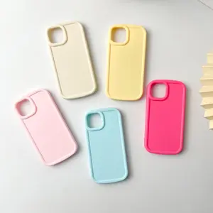 【SatSet.ind】Softcase Candy Colour Shockproof Compatible with iPh X XsMax Xr 11 Pro 12 13 14 ProMax 15 Ponsel Silicon Silikon Casing Pastel Lucu Polos Simple Nyaman Elegan Rose Yellow Pink Silicone Cover