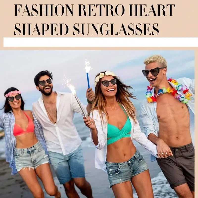 Heart Shaped Sunglasses, 12pcs/set Trendy Heart Sunglasses, Fashion Accessory for Bridal Shower, Bachelor Party, Wedding, Birthday, Party Supplies 6