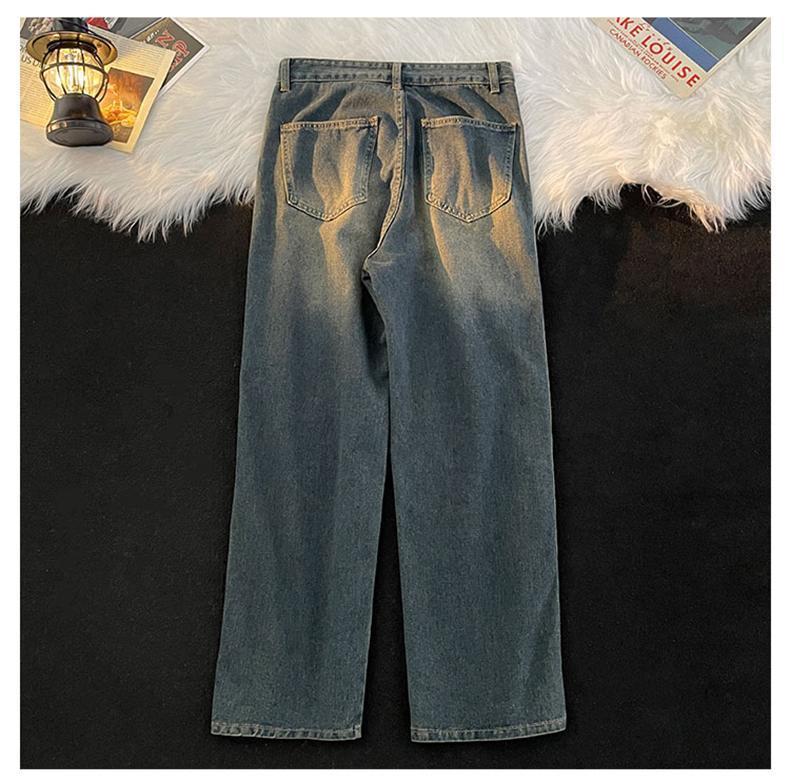 Product Introduction of Quần Dài Denim, Huimo, Phong Cách Mỹ, Đường May Bên Hông Làm Cũ, Khâu Sọc, Kiểu Cleanfit, Dáng Rộng Mùa Thu, Quần Ống Rộng, Dành Cho Nam 4