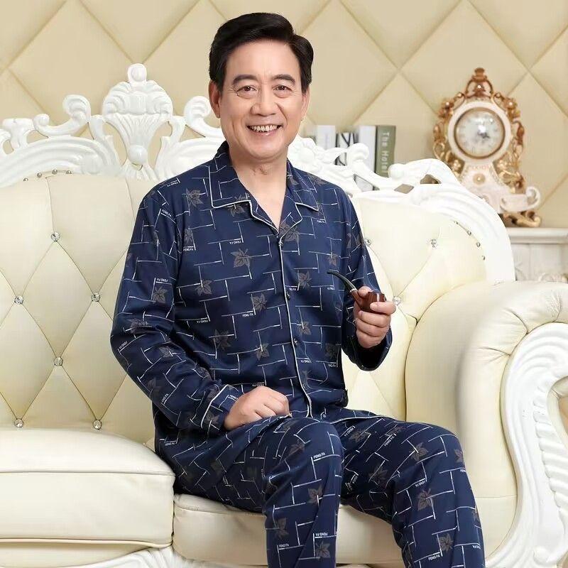Product Introduction of Bộ Đồ Ngủ Nam, Trung Người Già Và Cao Tuổi, 100% Cotton, Dài Tay, Mỏng Vừa Vặn, Thích Hợp Cho Mùa Xuân Và Mùa Thu, Bộ Đồ Mặc Nhà Cho Bố, Mặc Mùa Thu Và Mùa Đông 2