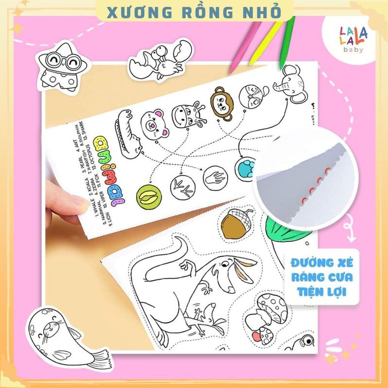 Tranh tô màu dán tường thông minh khổ lớn dài 3m Lalala Baby tặng kèm màu vẽ và kéo, tranh 3m 7