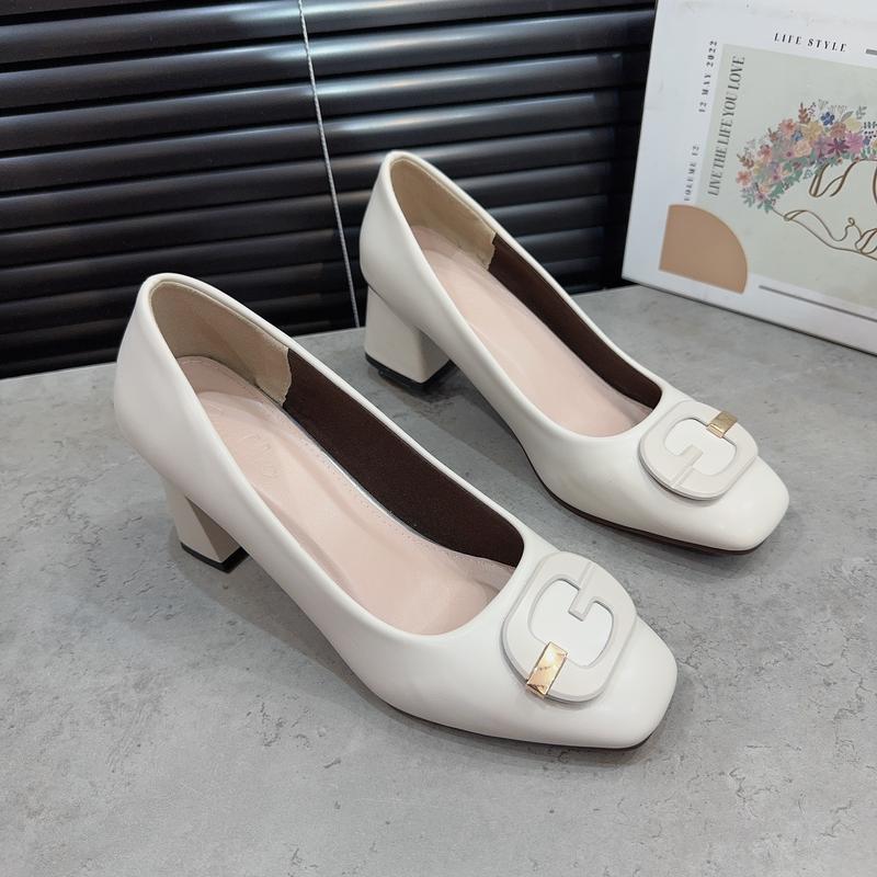 Giày Cao Gót Nữ Mũi Vuông chất da mềm lì cao 5cm và 7cm, đi đứng thoải mái, sang trọng lịch sự Xưởng Giày Bánh Bèo mã GG Shoes Cao Su