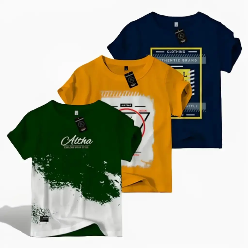 (COD) Altha Kaos  Distro Viral Anak Laki Laki 1, 3, 5, 7, 10 Tahun 3 Pcs Putih