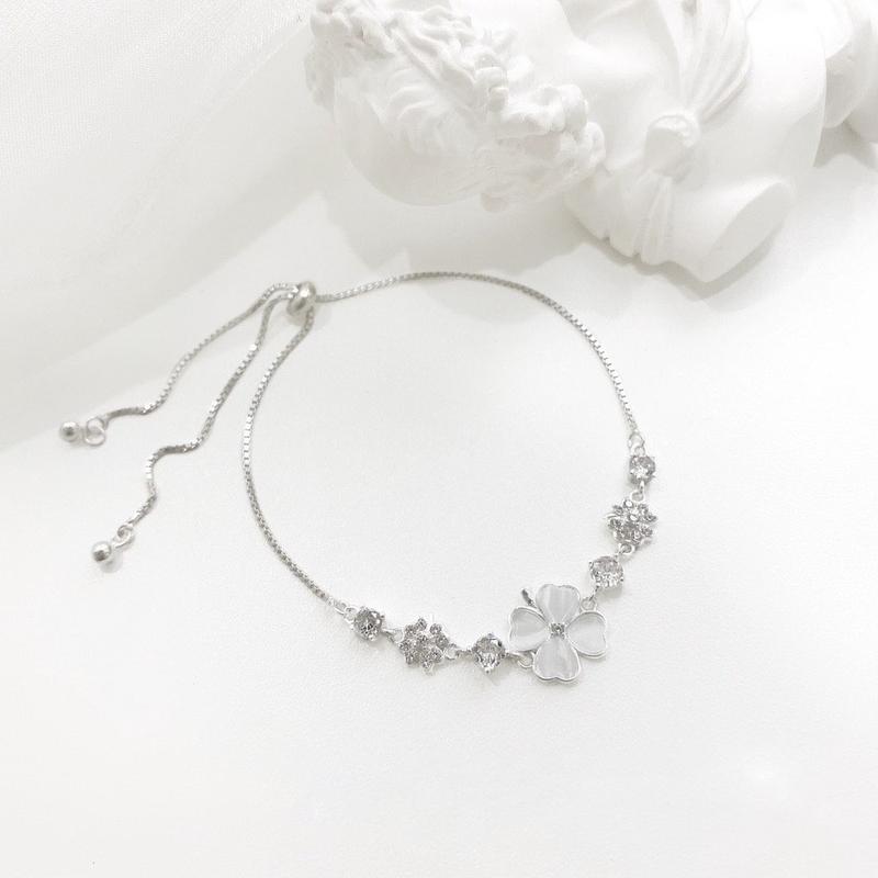 Lắc tay nữ BỐNG BẠC, vòng tay 4 lá may mắn dây rút có thể điều chỉnh size Hot Trend LT0.29 vòng tay bạc nữ đẹp