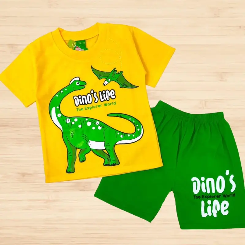 Baju Fashion Setelan Anak Motif Dino Celana Pendek Fukjiu 0