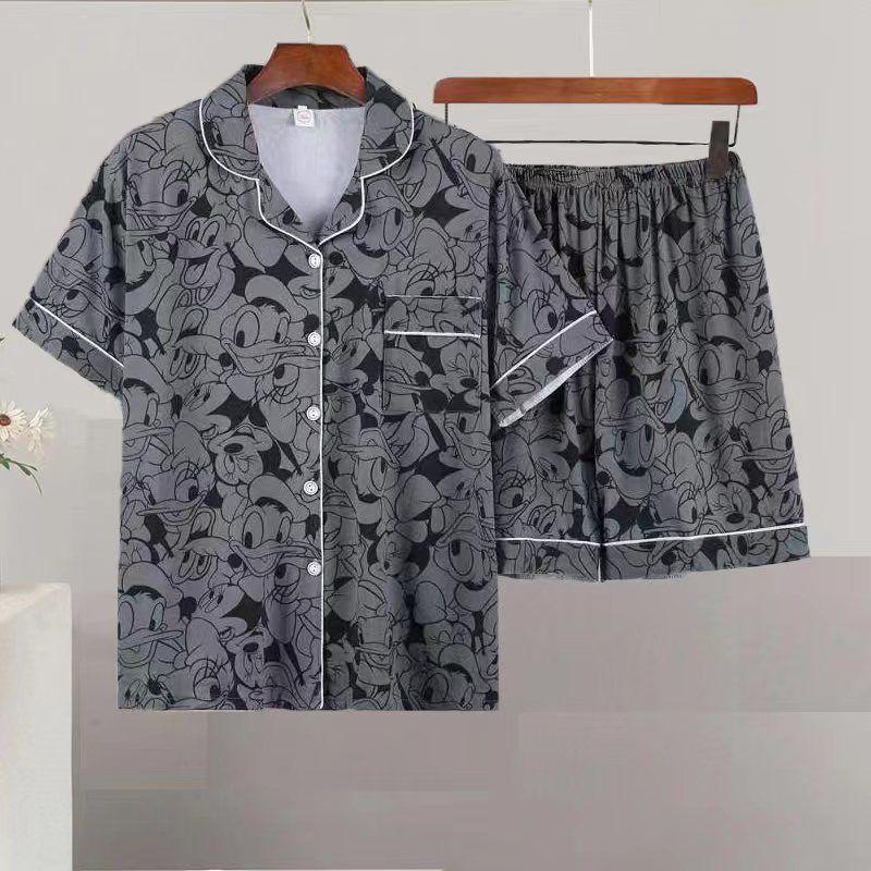Product Introduction of Ice Silk Pajamas Men's New Ice Silk Short-Sleeved Shorts Men's Thin Loose plus Size Youth Homewear Suit 7