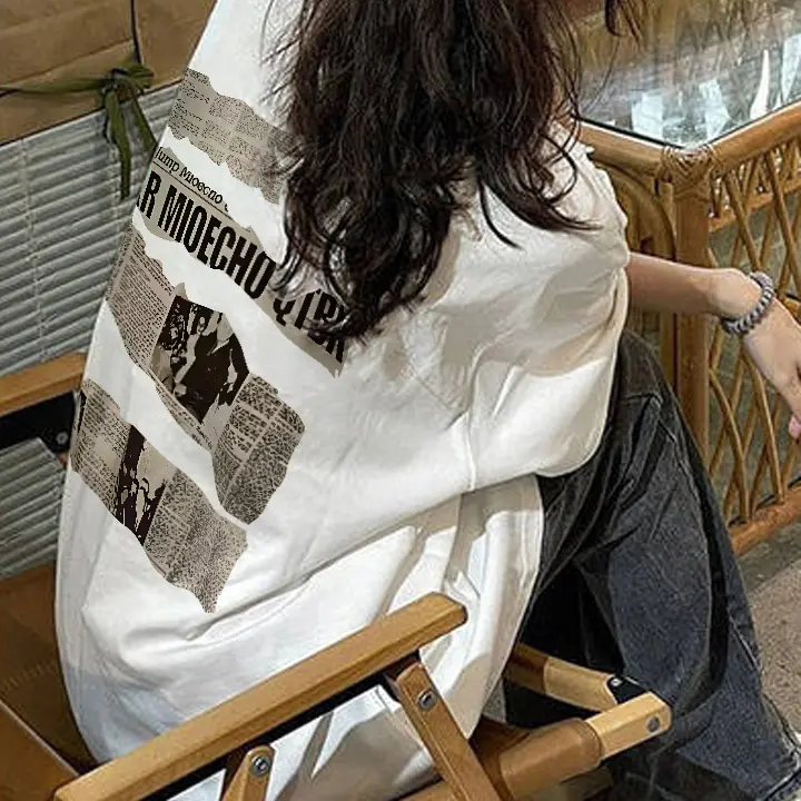Vintage trắng in áp phích áo thun kiểu nữ bigsize cổ tròn unisex tee ulzzang 100%cotton Top Women