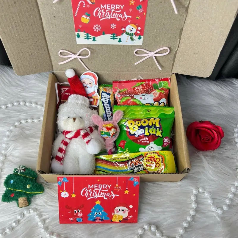 [ Sỉ 5 hộp] Hộp quà noel bản nhỏ làm quà tặng noel, quà tặng giáng sinh 5