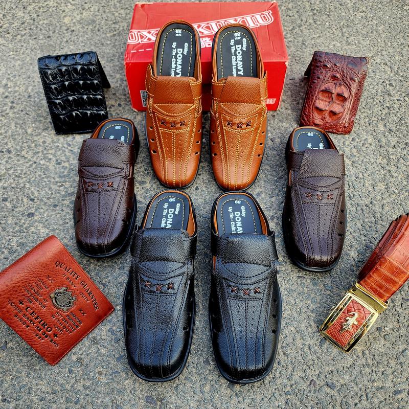 Giày Da Nam DONAVY Cao Cấp, May Full Đế Chắc Chắn, Thiết Kế Thời Trang Mới Có Lỗ Thoáng Khí Chống Hôi Chân, 03 Màu (Đen + Nâu + Bò), D.G3X