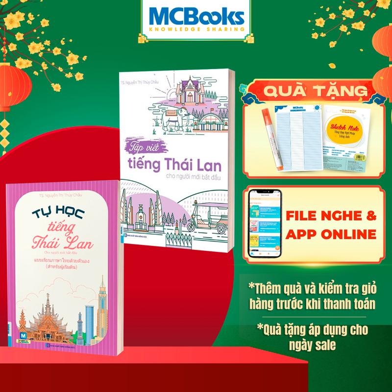 Sách - Combo Tự Học Tiếng Thái Cho Người Mới Bắt Đầu Và Tập Viết Tiếng Thái Tặng Bookmark MCBooks