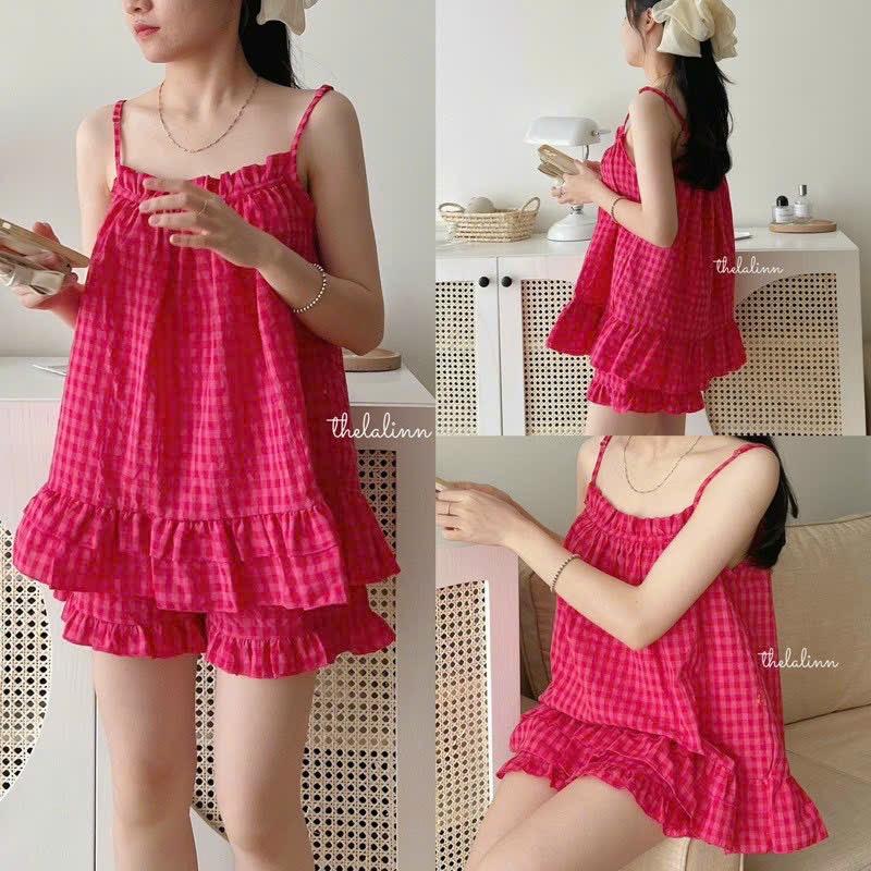 Product Introduction of SET BỘ NGỦ NỮ HAI DÂY QUẦN ĐÙI CHẤT VẢI ĐŨI XỐP MẶC THẤM HÚT MỒ HÔI NHIỀU MÀU SẮC THỜI TRANG MÙA HÈ HÀNG ĐẸP 3