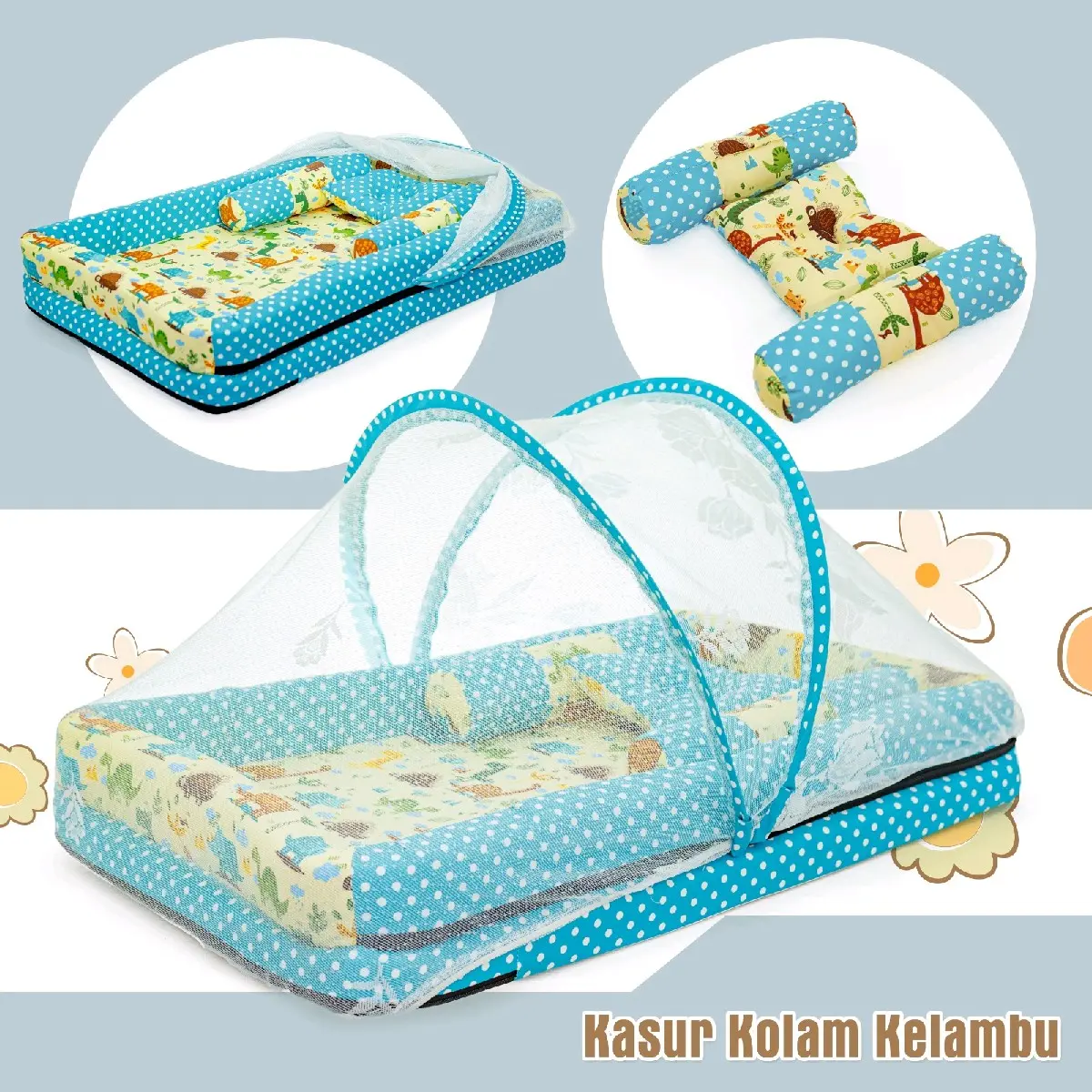 kasur kelambu bayi anti nyamuk . bantal guling Bayi Katun