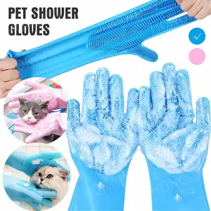 1 Pair Pet Grooming Gloves /Pet Glove Sarung Tangan Mandi Hewan Anjing Kucing Dengan Sikat Halus Silicone Gloves
