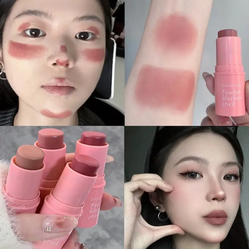 3 Color Blush Stick Matte Face Blusher Tinted Moisturizing Lasting Natural Rouge Contour Cream Blusher Cosmetics Cheek Makeup