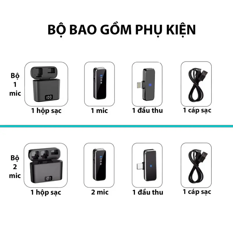 Mic Thu Âm không dây GAERU M3 PRO Cao Cấp, có hộp sạc, 1 mic hoặc 2 mic khử ồn mạnh mẽ cho Táo và Android micro  không 5