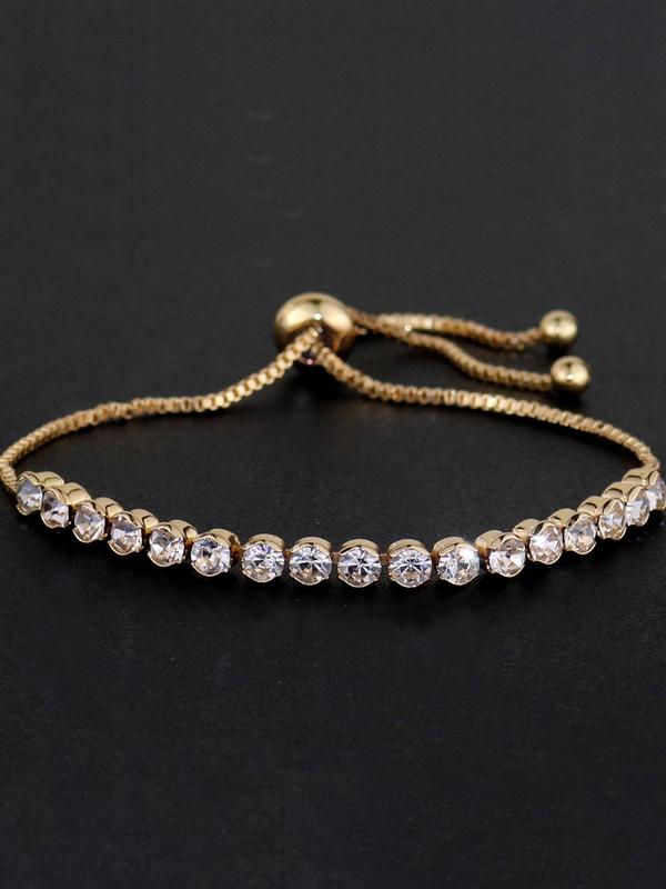 Adjustable Zircon Decor Bracelet, Fashionable Jewelry for Women & Girls, Trendy All-match & Exquisite Jewelry for Birthday Gift 4