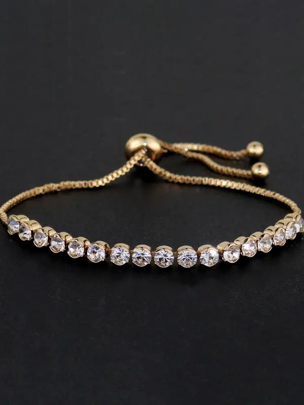 Adjustable Zircon Decor Bracelet, Fashionable Jewelry for Women & Girls, Trendy All-match & Exquisite Jewelry for Birthday Gift 4