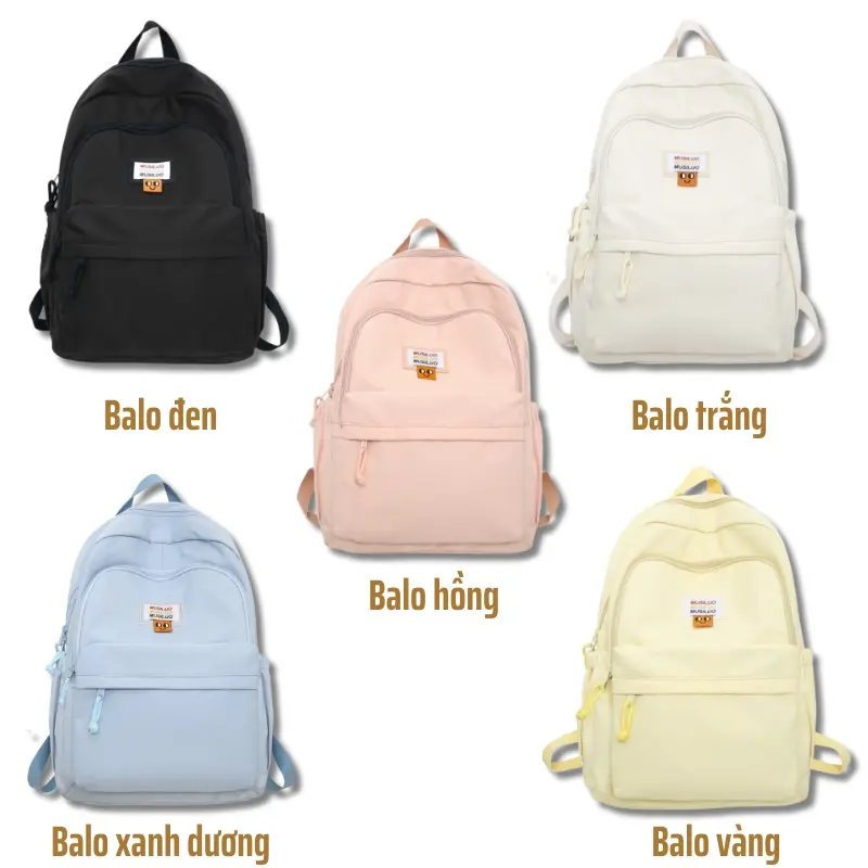 Balo đi học nữ GENBAG balo ulzzang trơn basic nhiều ngăn đựng vừa laptop 14.5 inch BL24 Đeo Vai Backpack 2