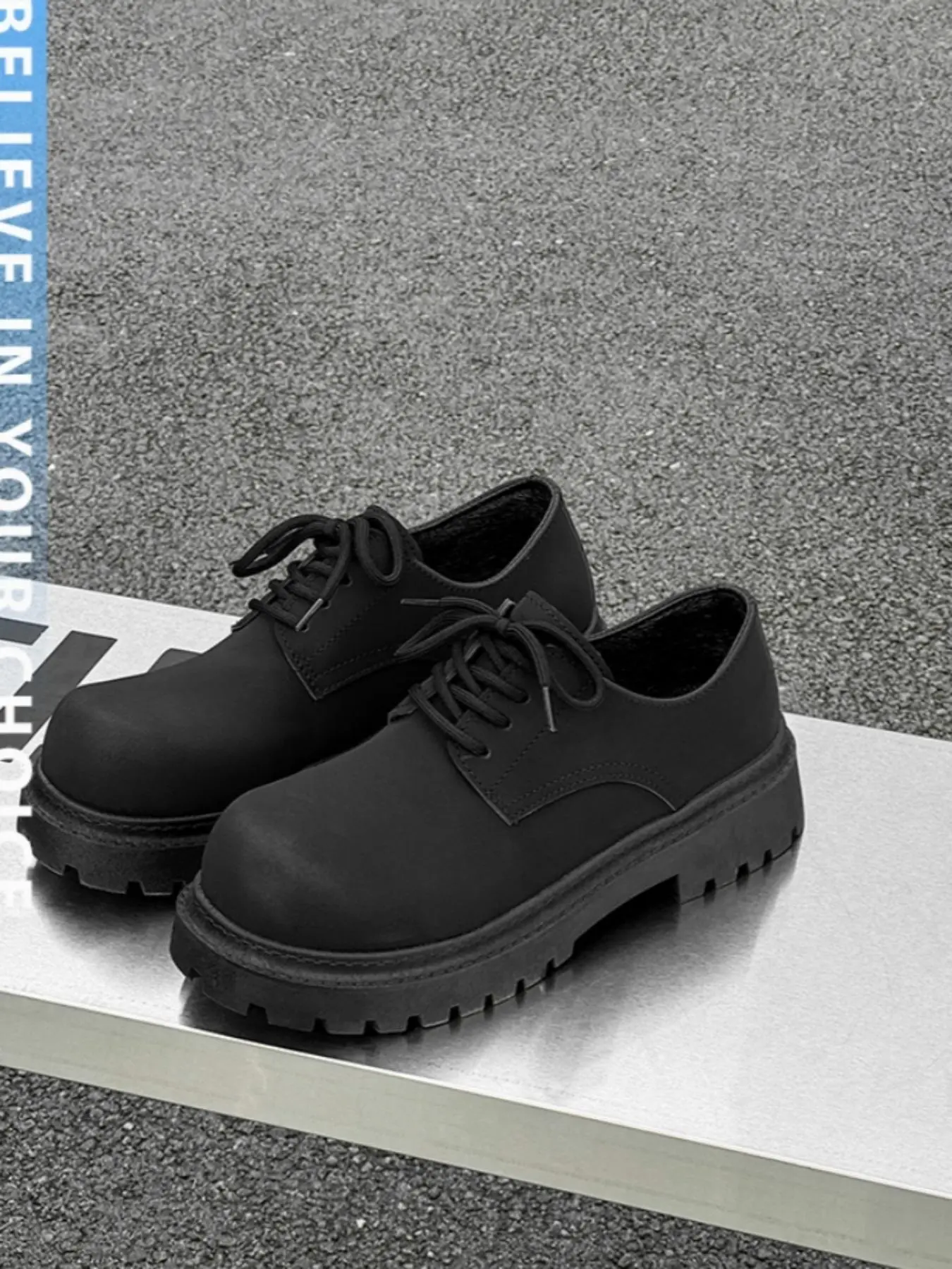 Men's Fashionable Solid Color Lace Up Dress Shoes, Casual Comfortable Round Toe Low Top Shoes for Daily Wear, Perfect for Students and Outdoor Wear, Boy