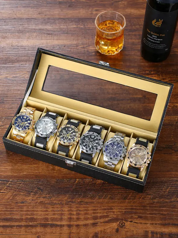 Men's Business Round Dial Analog Quartz Watch Set, Men's  Watches for Men Luxury Watches Watch Set with Box, Fashionable Wristwatch Set for Men As Gifts 3