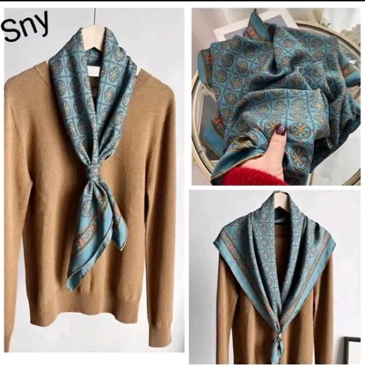 (Et 12) HIJAB SEGI EMPAT SILK SUTRA MOTIF 110x110tortor