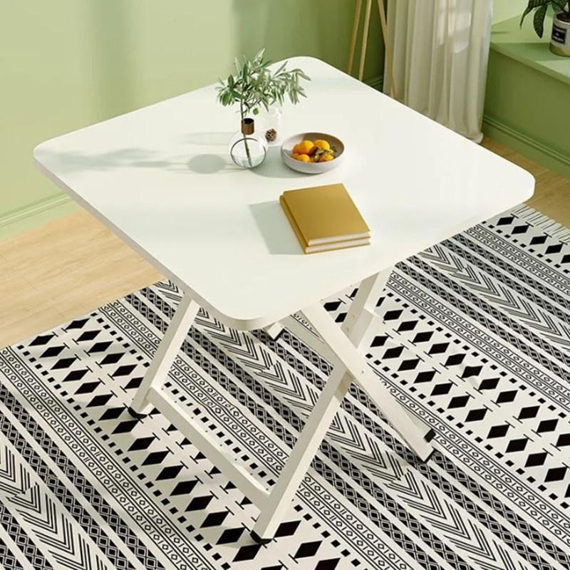 XiaoZhou-Foldable Dining Table - Warm White, 70x70x72cm, Artificial Plate, 25kg Load 9