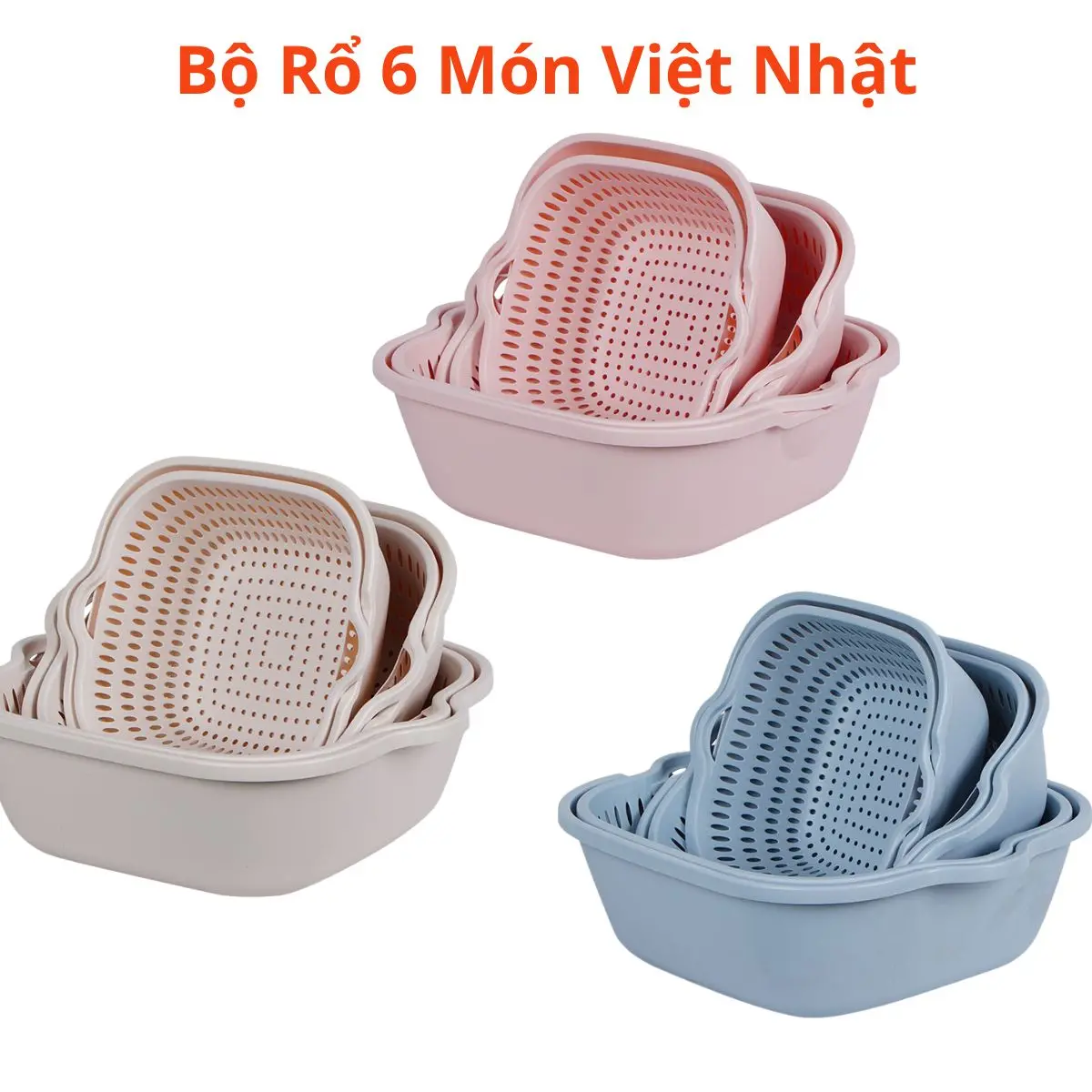 Bộ Rổ Nhựa Kèm Chậu 6 Món Cao Cấp - HKD HOME