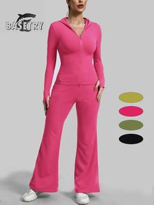 Two-Piece Set Women's Solid Zip Up Jacket & Wide Leg Pants Tracksuit Set, Sporty Breathable Comfy Outfits for Yoga Gym Workout Running, Ladies Sportswear for Fall & Winter