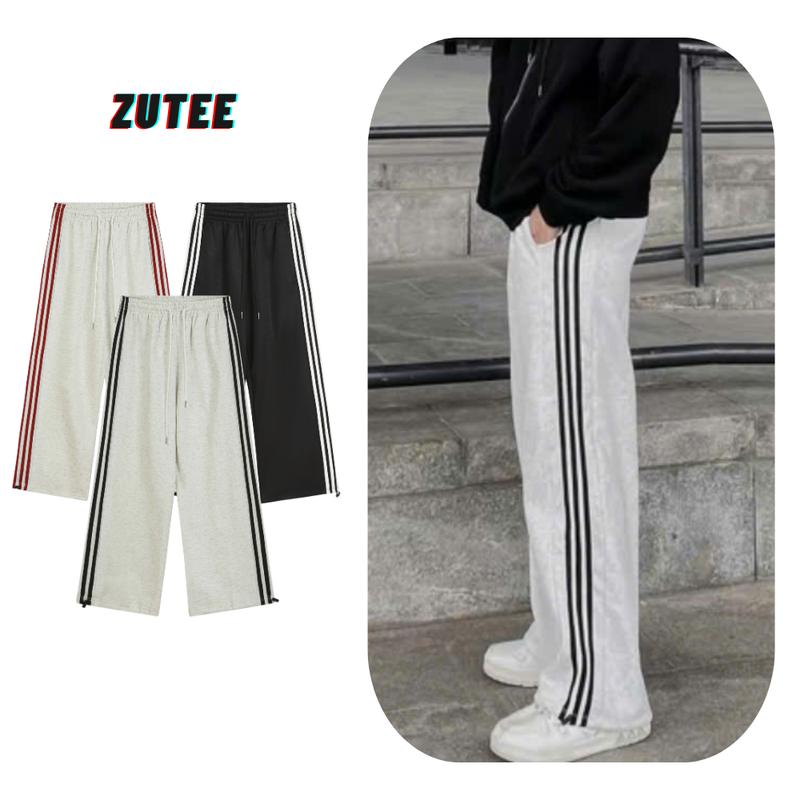 Quần 3 Sọc Quần Ống Rộng Dáng Suông Unisex Nam Nữ Vải Nỉ 2Da Dày Dặn Mềm Mại Sport Tập Thể Dục Jogger