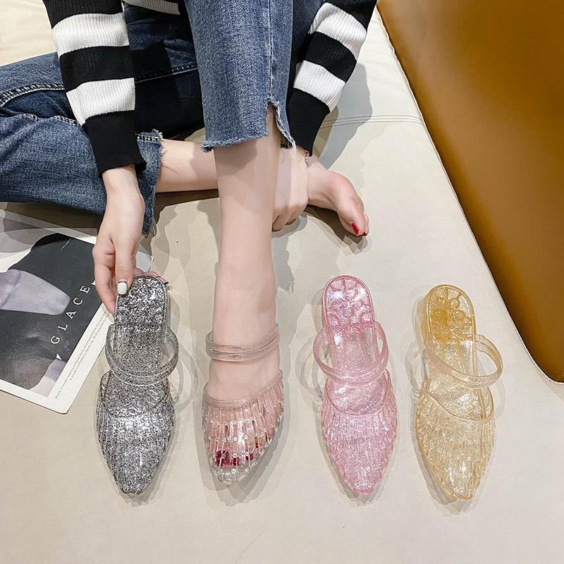 dép nữ pha lê cao gót xinh xắn đeo hai chiều,đế chống trơn trượt chống nước thỏa mái dệ chịu. C-51