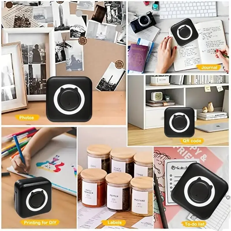 Office and home use Portable Mini Thermal Printer Wirelessly BT 203dpi Photo Label Memo Wrong Question Printing With USB Cable Imprimante Portable