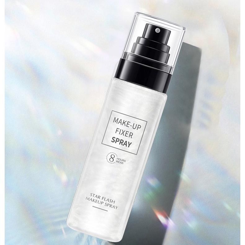 Xịt Khóa Nền HUNMUI Có Nhũ Khóa Lớp Trang Điểm Dưỡng Âm Bắt Sáng Make Up Fixer Spray Star Flash Nội Địa Trung 3