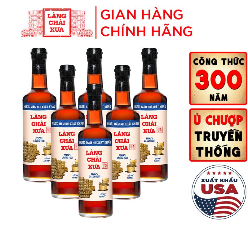 [Tặng 1 nước tương 125ml] Thùng 6 chai Nước mắm nhỉ Làng chài xưa xuất khẩu nhãn xanh chai thủy tinh 500ml xuất khẩu vị dịu nhẹ phù hợp dân thành thị, giới trẻ Nước Sốt Gia Vị- TET