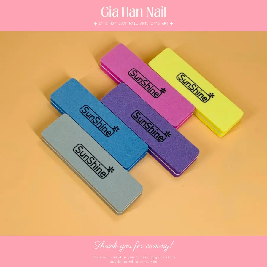 Phao mịn chà móng (buffer ngắn) nhiều màu sắc hình chữ nhật dễ cầm (màu ngẫu nhiên) - GIA HAN Nail