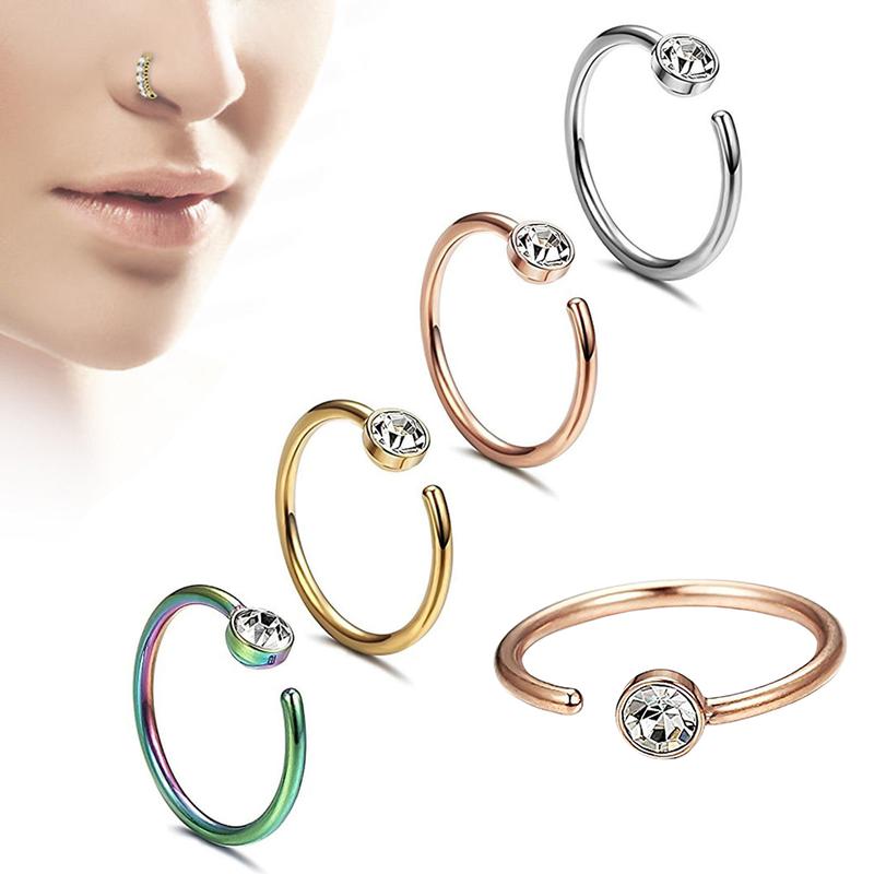 [MYY] Nose Ring Stylish Skin-friendly Multi Colors Non Piercing Nose Hoop for Party 0