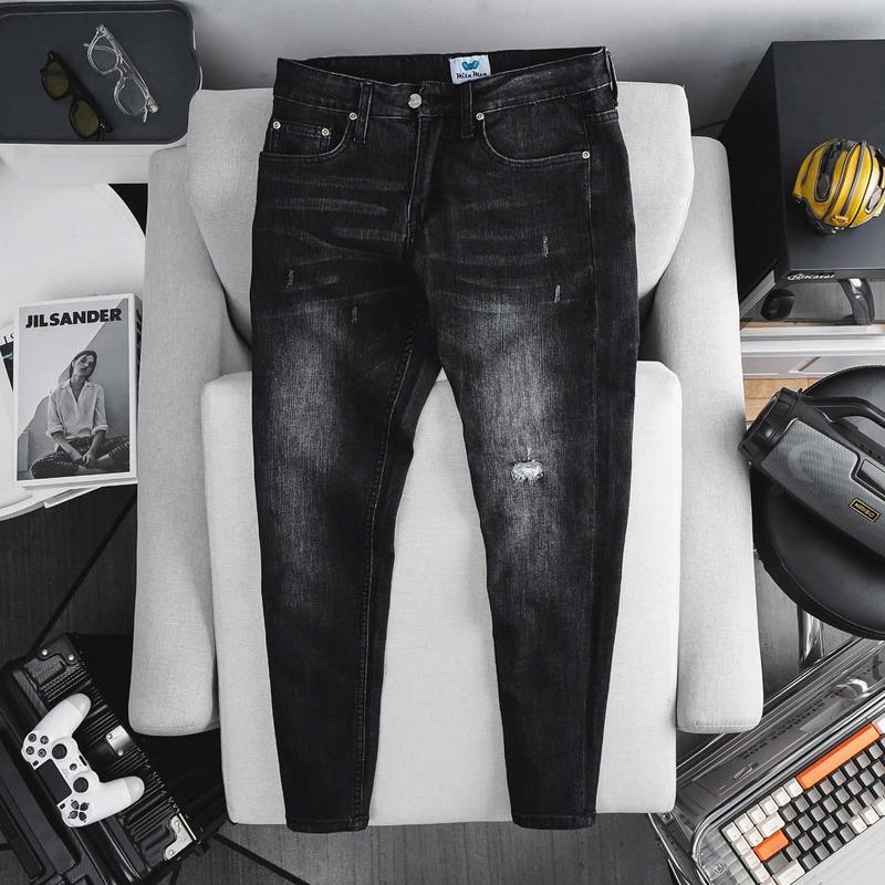Quần Jean dài nam mẫu mới phối hình loang nhẹ boy phố chuẩn menswear