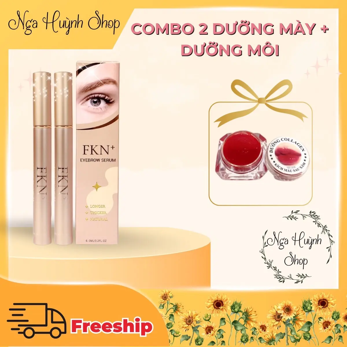 Combo 2 Dưỡng Mày FKN+ phiên bản giới hạn cao cấp (Tặng Dưỡng Môi) hỗ trợ cải thiện lông mi mày thưa ngắn dành cho nam và nữ