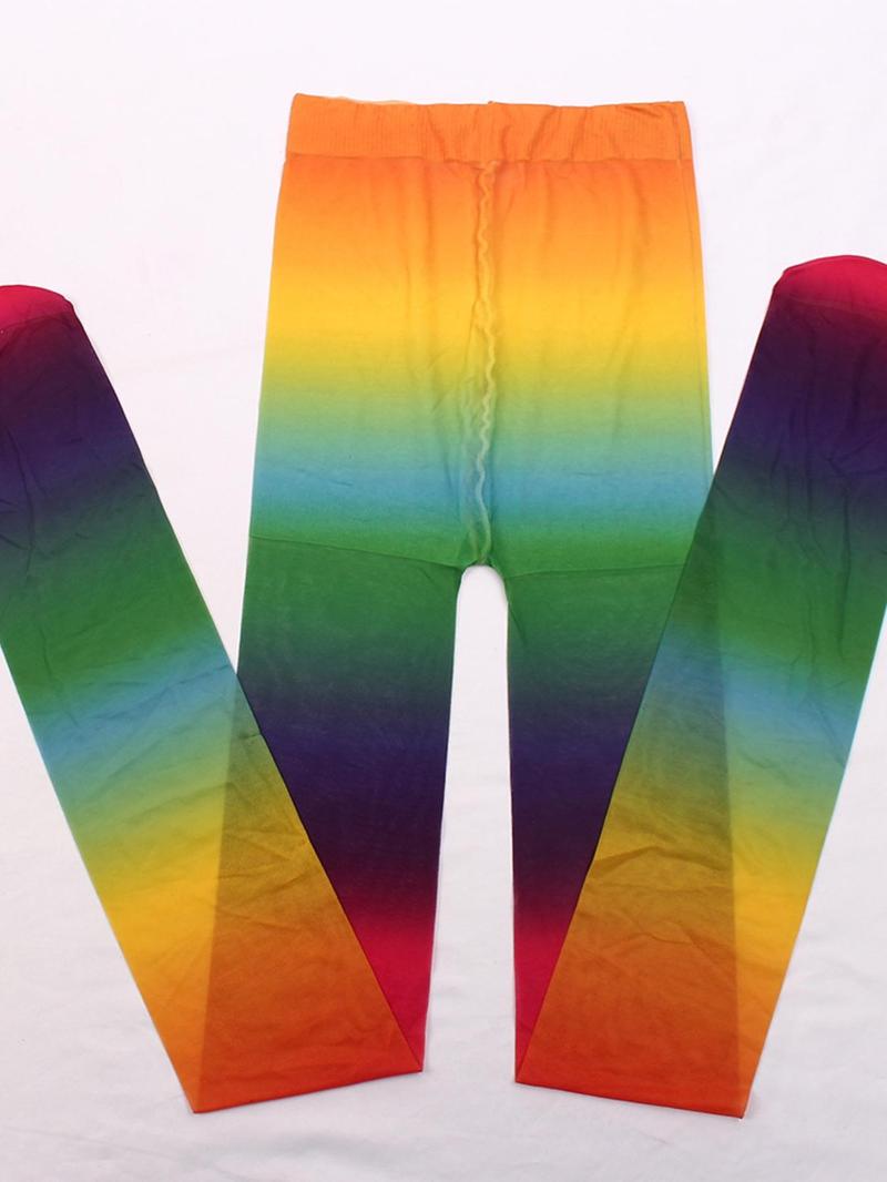 Product Introduction of Women's 1 Pair Rainbow Ombre Print Sheer Sexy Tights, Casual Comfy Breathable Pantyhose for Daily Wear, Ladies Summer Clothes 7