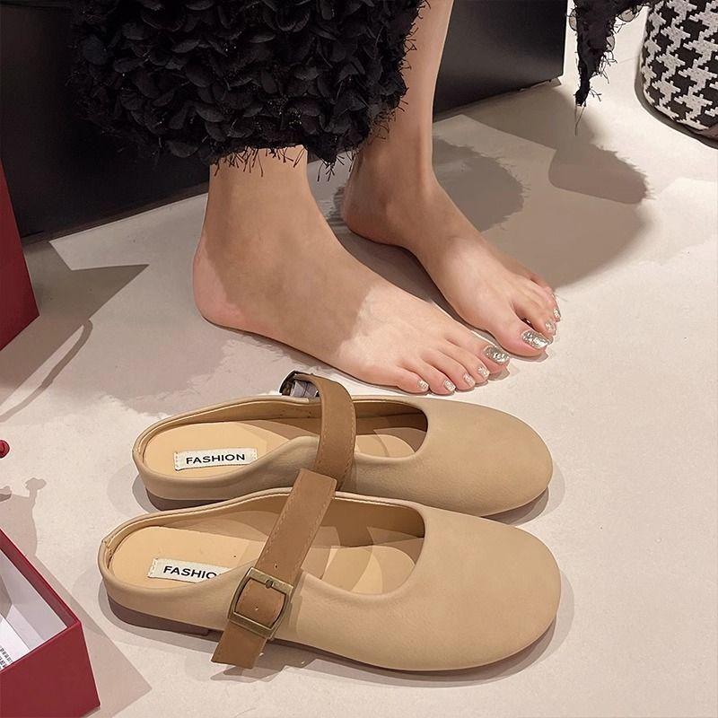 Product Introduction of Milk Fufu Slip-on Closed-Toe Slippers Women's Summer Outdoor Wear 2024 New Soft Bottom Not Tired Feet Half Slippers Muller Shoes 3