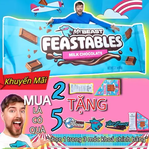 [Hỏa Tốc HCM 1g] Socola Feastable MrBeast Thanh 60g bản mới nhất 2024 (Chính Hãng Từ Mỹ Gửi Về) Sô Cô La