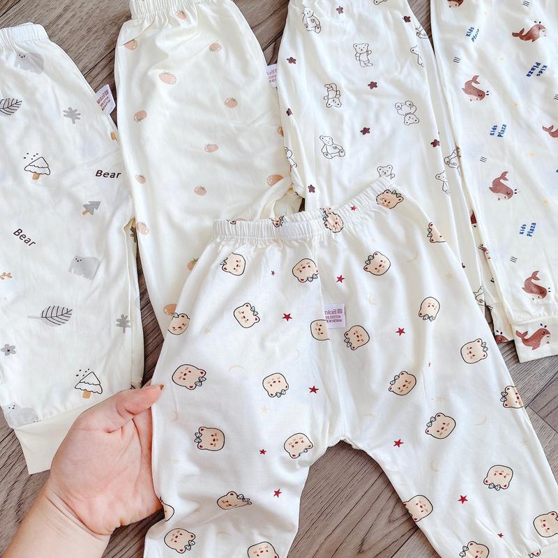  Combo 10 Quần chục dài bé sơ sinh quần chục sợi tre mềm mát cho bé trai bé gái 