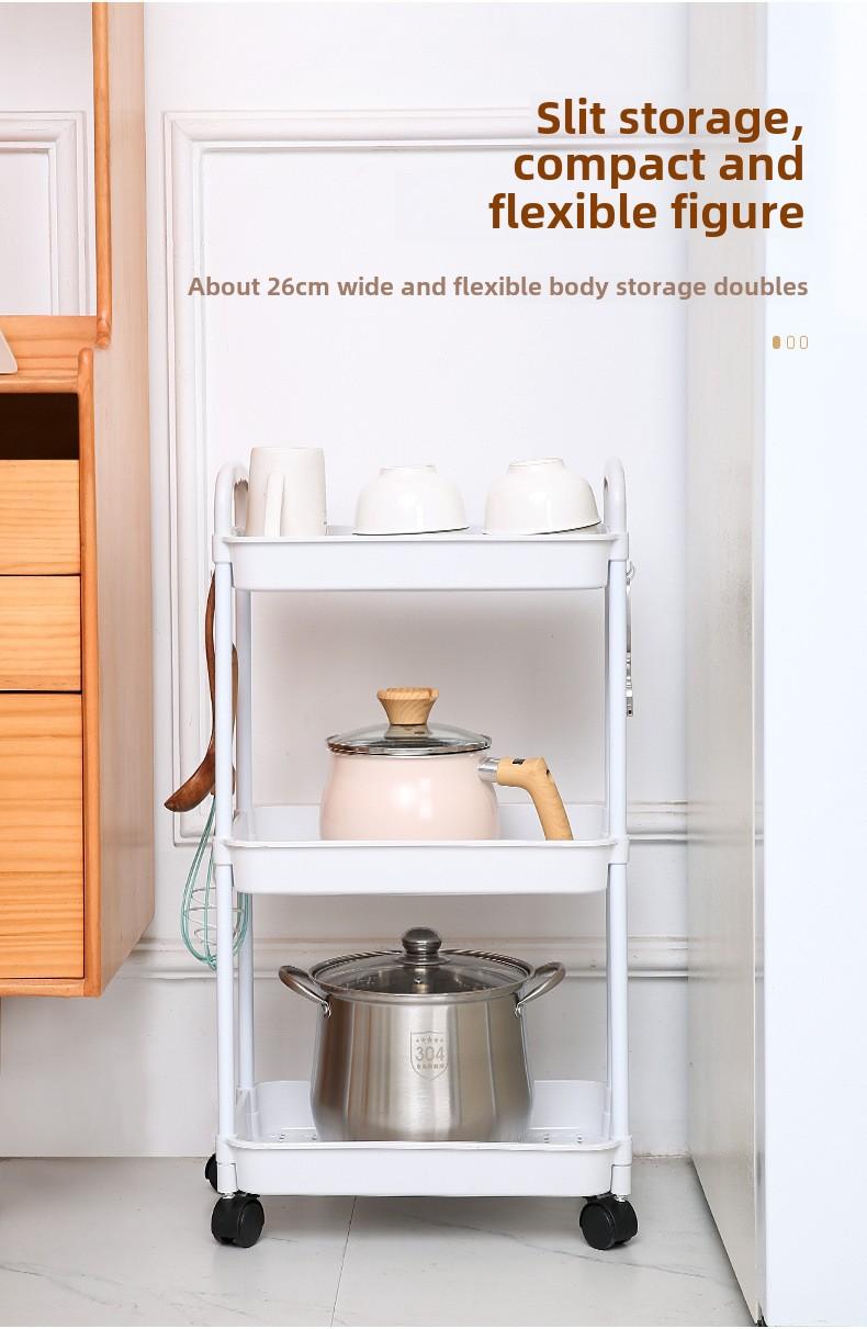 Product Introduction of Bookshelf Floor-standing Movable Household Simple Multi-layer Snack Storage Rack Reading Bookshelf with Wheels Multi-functional 5