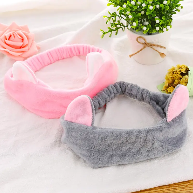 Korean Style Cat Ear Headband Elastic Cat Makeup Face Washing Mask Hairband Sports Headscarf Bangs Band Hair Hoop