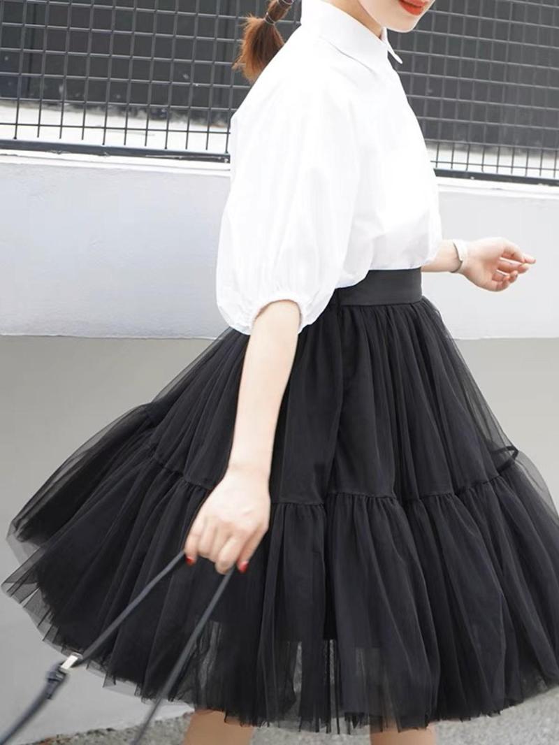 Product Introduction of Women's Solid Tulle Skirt, Elegant Fashion Knee Length Skirt for Party Club Dating, Ladies Bottoms for All Seasons 5