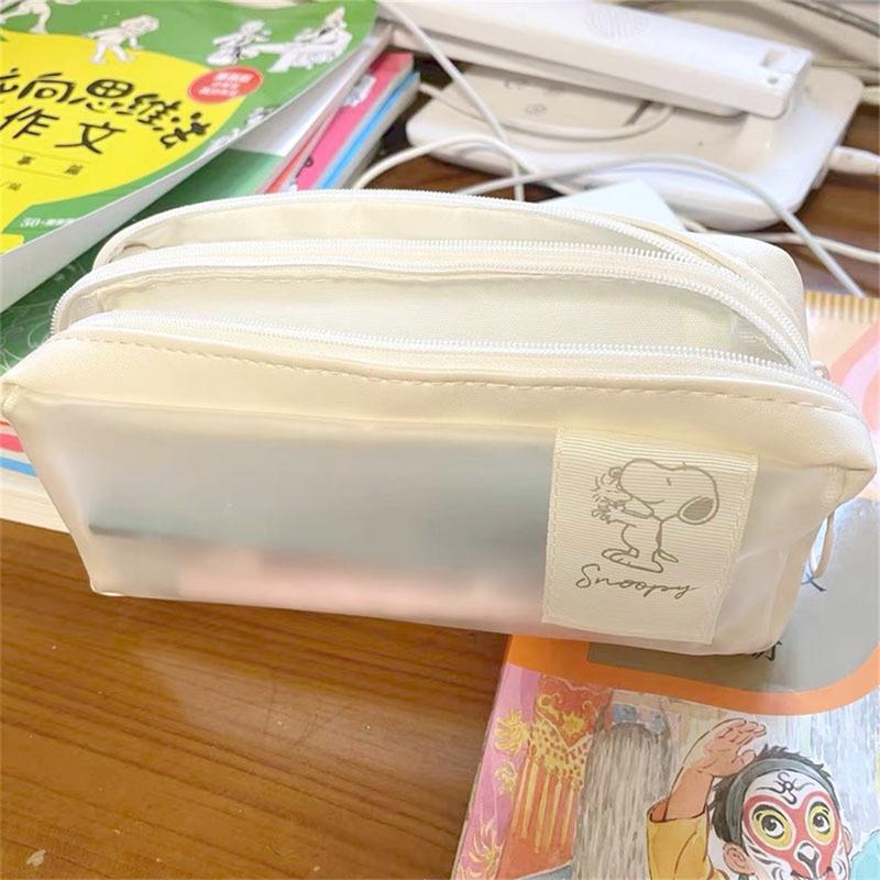 Product Introduction of Cute Snoopy Transparent Storage Bag Pencil Bag Frosted Pencil Case Boy And Girl Multi-functional Large-capacity Student Storage Stationery Bag 19