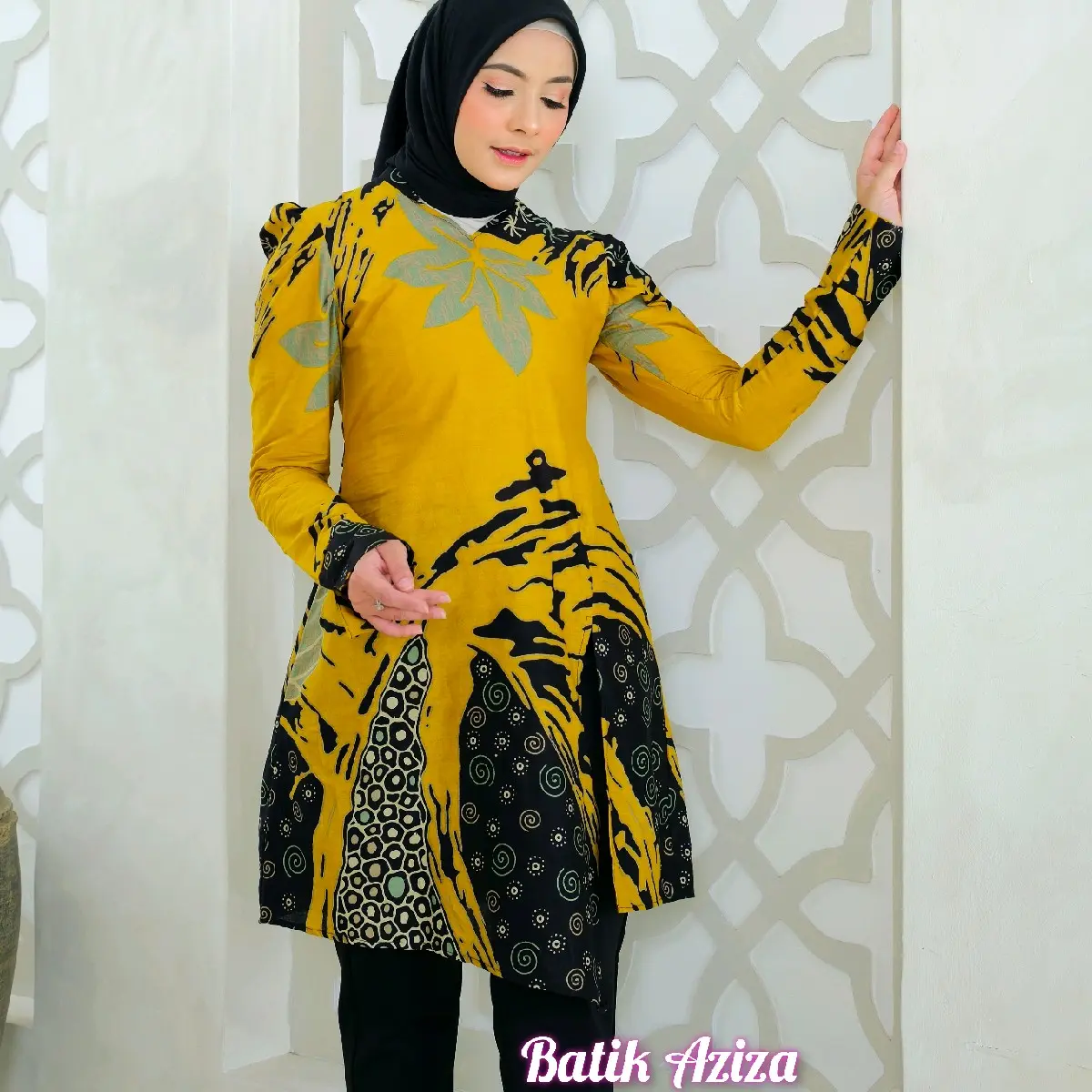 Tunik Batik Modern Wanita Lengan Panjang Puffy Tunik Mustika by Batik Aziza