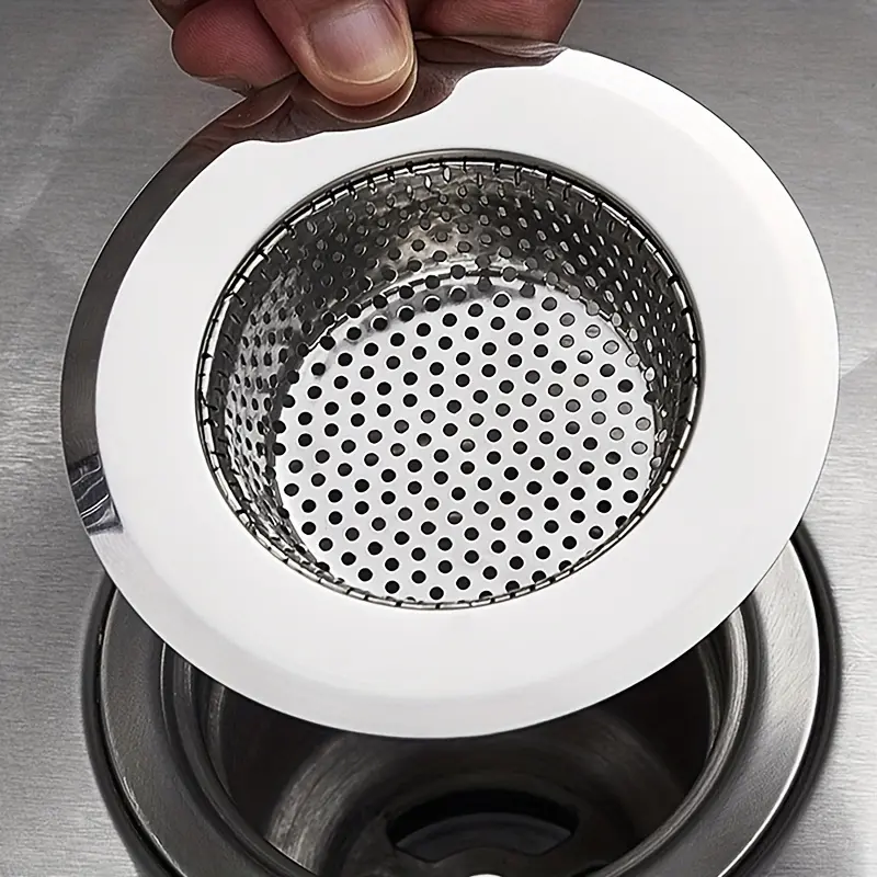 A Stainless Steel Kitchen Sink Strainer, Kitchen Vegetable Basin Drain Strainer, Wide Edge Design Diameter 11.43cm, Suitable for Most Kitchen Sinks [Silver] 0